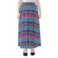Boho Indian Lotus Pattern Print Chiffon Maxi Skirt