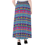 Boho Indian Lotus Pattern Print Chiffon Maxi Skirt