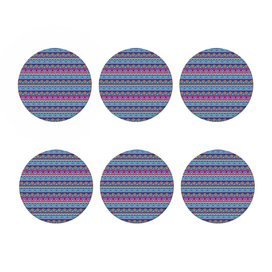 Boho Indian Lotus Pattern Print Coaster Set