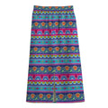 Boho Indian Lotus Pattern Print Cotton Front Slit Maxi Skirt