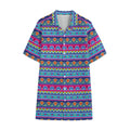 Boho Indian Lotus Pattern Print Cotton Hawaiian Shirt