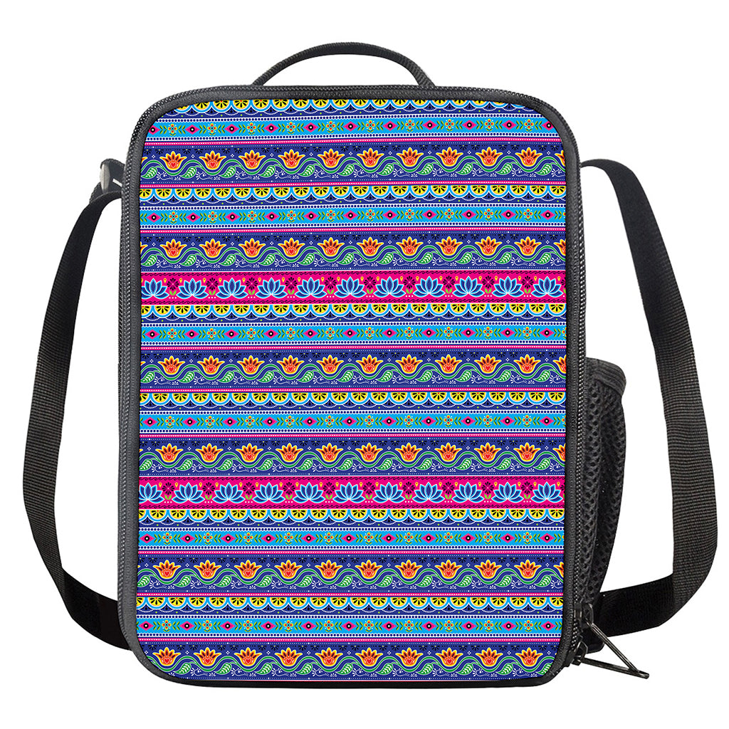 Boho Indian Lotus Pattern Print Crossbody Lunch Bag