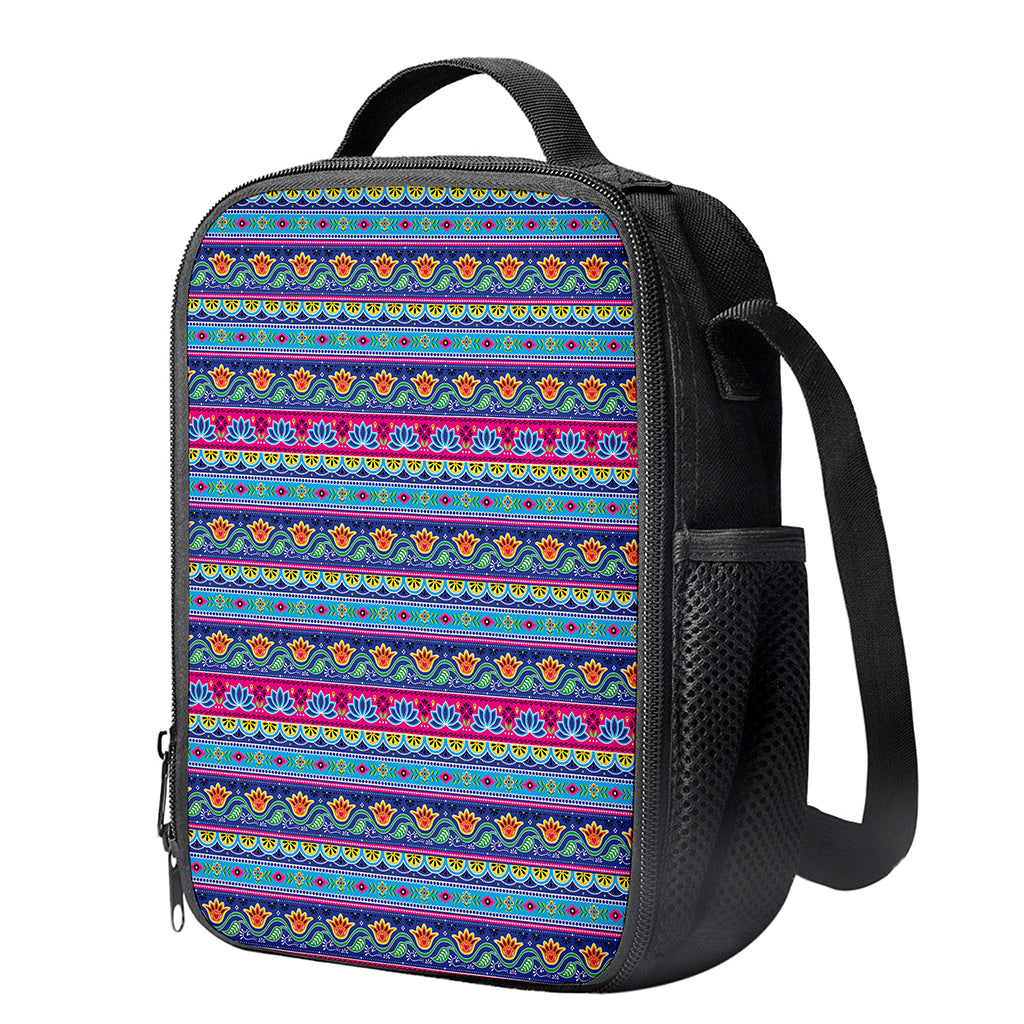 Boho Indian Lotus Pattern Print Crossbody Lunch Bag