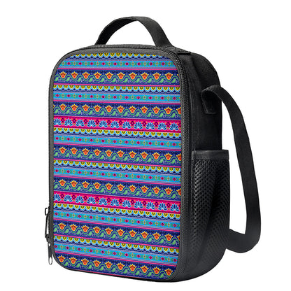 Boho Indian Lotus Pattern Print Crossbody Lunch Bag