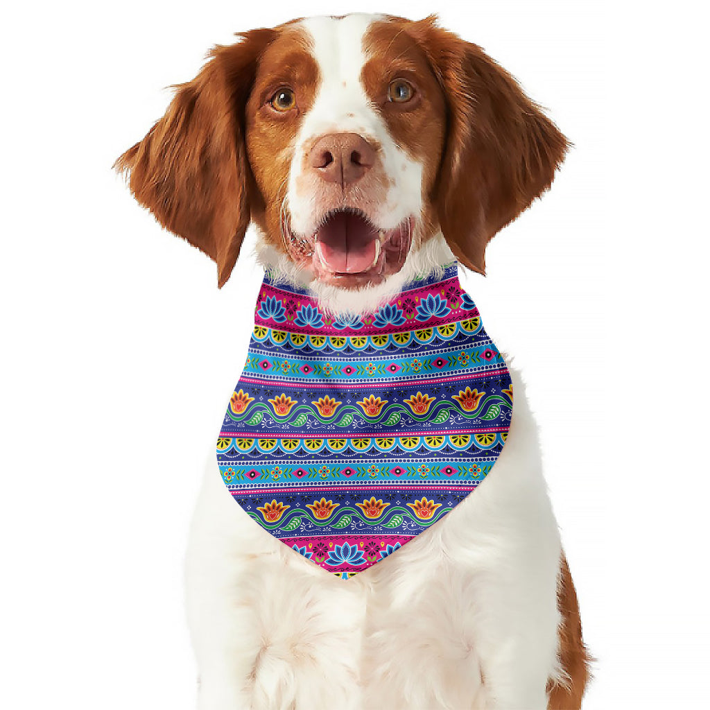 Boho Indian Lotus Pattern Print Dog Bandana