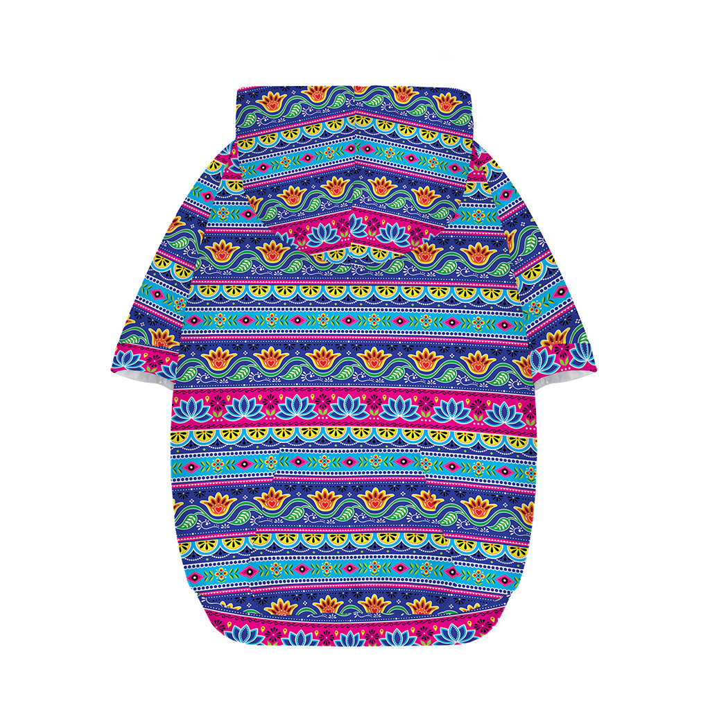 Boho Indian Lotus Pattern Print Dog Zip Up Hoodie
