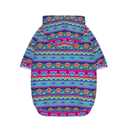 Boho Indian Lotus Pattern Print Dog Zip Up Hoodie