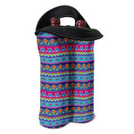Boho Indian Lotus Pattern Print Double Neoprene Wine Tote