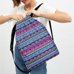 Boho Indian Lotus Pattern Print Drawstring Backpack