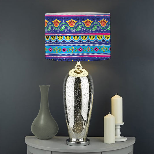 Boho Indian Lotus Pattern Print Drum Lamp Shade