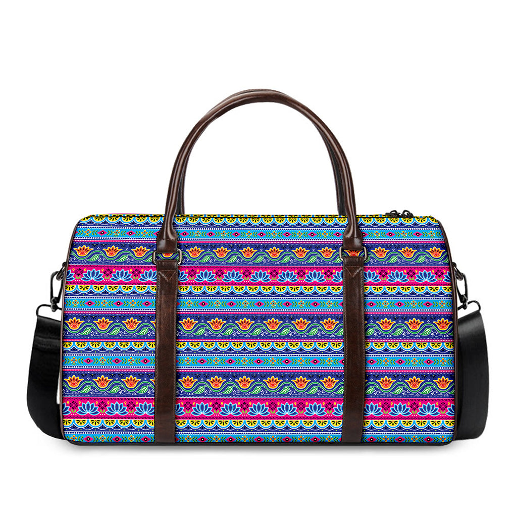 Boho Indian Lotus Pattern Print Duffle Bag