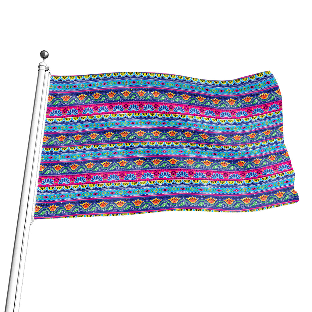 Boho Indian Lotus Pattern Print Flag