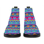 Boho Indian Lotus Pattern Print Flat Ankle Boots