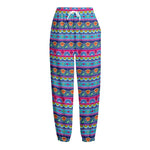 Boho Indian Lotus Pattern Print Fleece Lined Knit Pants