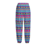 Boho Indian Lotus Pattern Print Fleece Lined Knit Pants