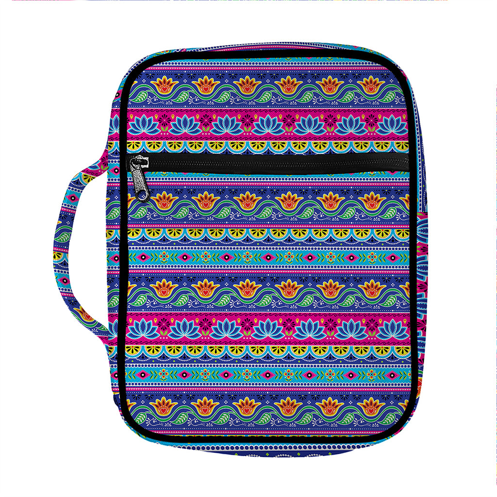 Boho Indian Lotus Pattern Print Front Pocket Bible Bag
