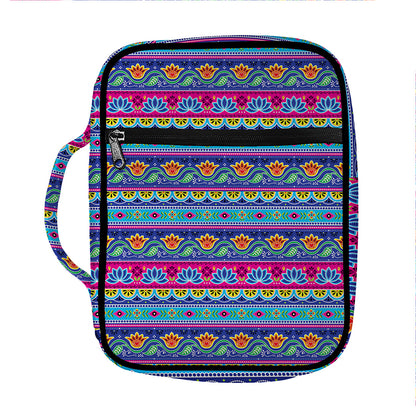 Boho Indian Lotus Pattern Print Front Pocket Bible Bag