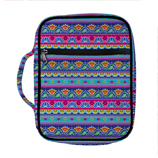 Boho Indian Lotus Pattern Print Front Pocket Bible Bag