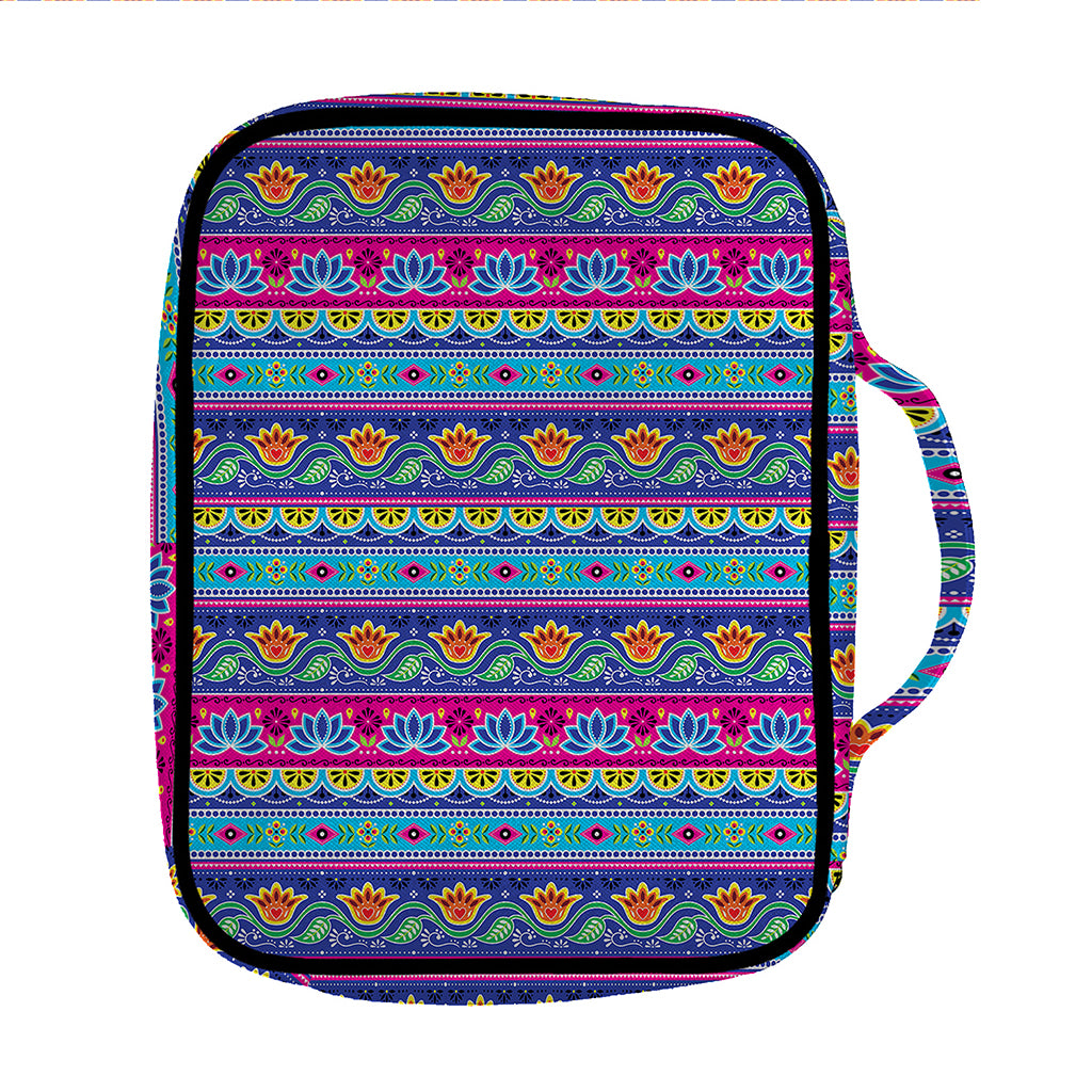 Boho Indian Lotus Pattern Print Front Pocket Bible Bag