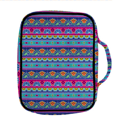 Boho Indian Lotus Pattern Print Front Pocket Bible Bag