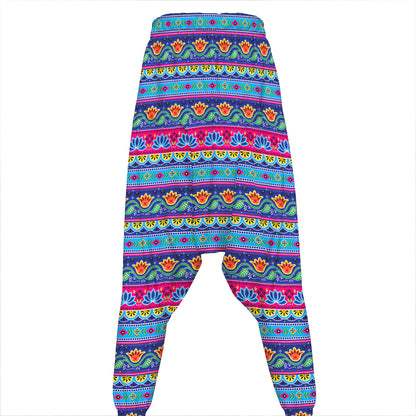 Boho Indian Lotus Pattern Print Hammer Pants