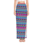 Boho Indian Lotus Pattern Print High Slit Maxi Skirt