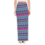 Boho Indian Lotus Pattern Print High Slit Maxi Skirt