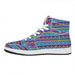 Boho Indian Lotus Pattern Print High Top Leather Sneakers