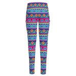 Boho Indian Lotus Pattern Print High-Waisted Pocket Leggings