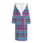 Boho Indian Lotus Pattern Print Hooded Bathrobe