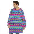 Boho Indian Lotus Pattern Print Hoodie Blanket