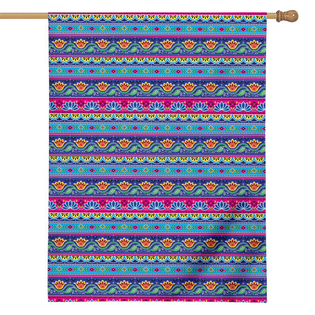 Boho Indian Lotus Pattern Print House Flag