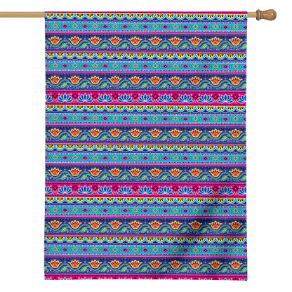 Boho Indian Lotus Pattern Print House Flag