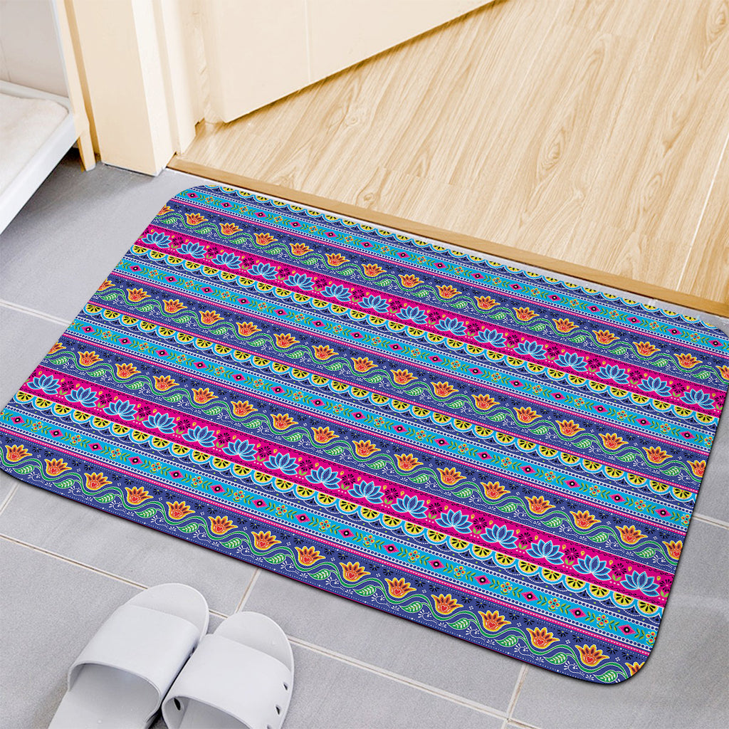 Boho Indian Lotus Pattern Print Indoor Door Mat