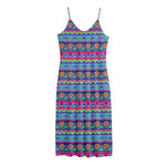Boho Indian Lotus Pattern Print Jersey Midi Cami Dress