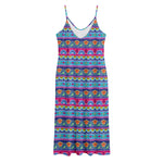 Boho Indian Lotus Pattern Print Jersey Midi Cami Dress
