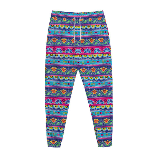 Boho Indian Lotus Pattern Print Jogger Pants
