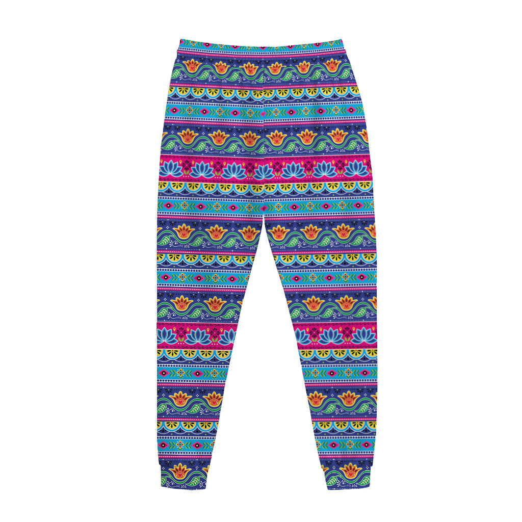 Boho Indian Lotus Pattern Print Jogger Pants