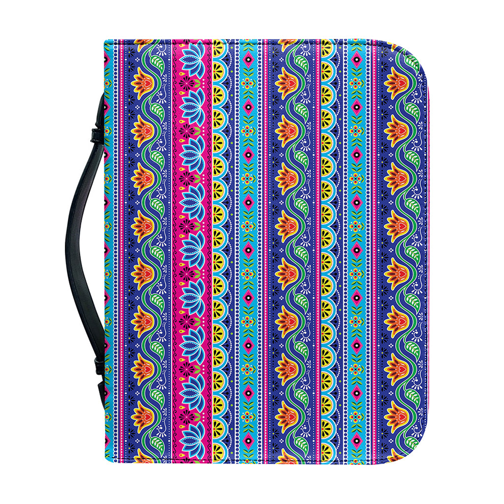 Boho Indian Lotus Pattern Print Leather Bible Cover