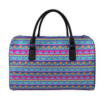 Boho Indian Lotus Pattern Print Leather Duffle Bag