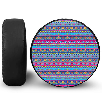 Boho Indian Lotus Pattern Print Leather Spare Tire Cover