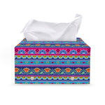 Boho Indian Lotus Pattern Print Leather Tissue Box Cover