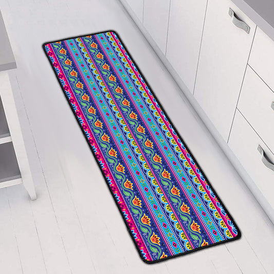 Boho Indian Lotus Pattern Print Long Kitchen Mat