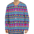 Boho Indian Lotus Pattern Print Long Sleeve Baseball Jersey