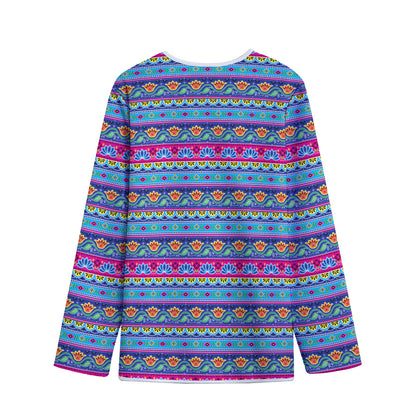 Boho Indian Lotus Pattern Print Long Sleeve Short Coat