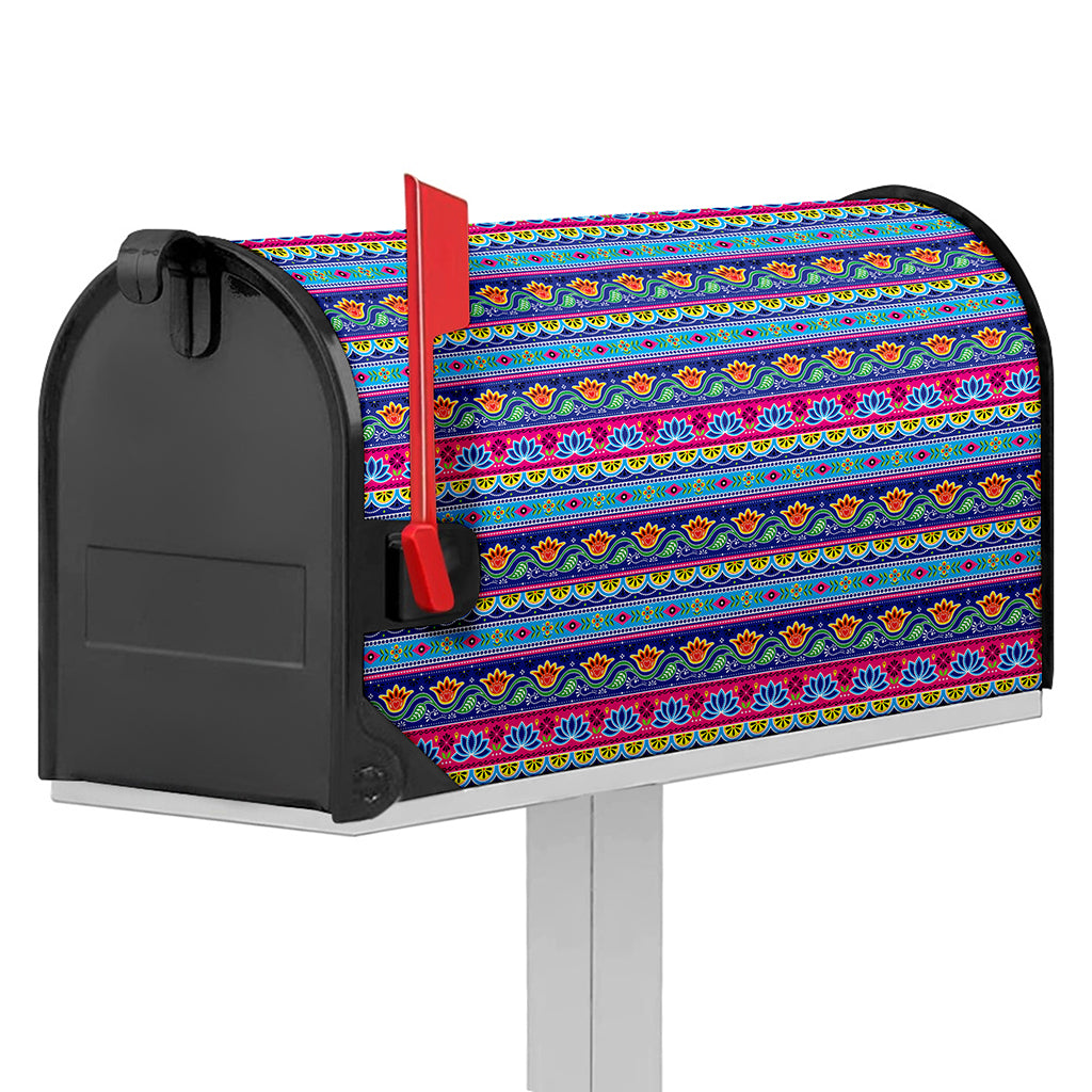 Boho Indian Lotus Pattern Print Mailbox Cover