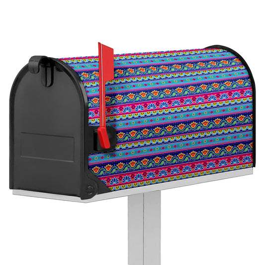 Boho Indian Lotus Pattern Print Mailbox Cover