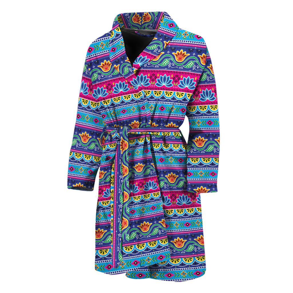 Boho Indian Lotus Pattern Print Men's Bathrobe