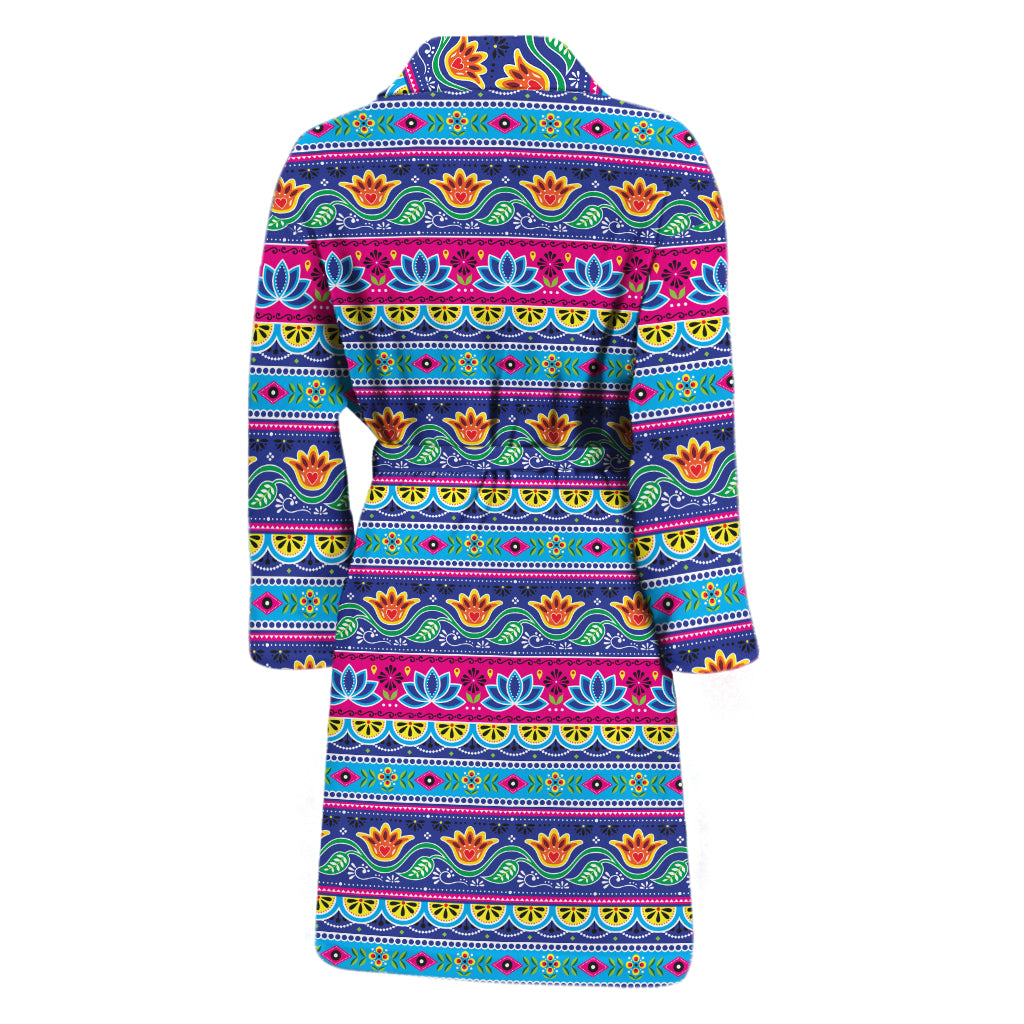 Boho Indian Lotus Pattern Print Men's Bathrobe