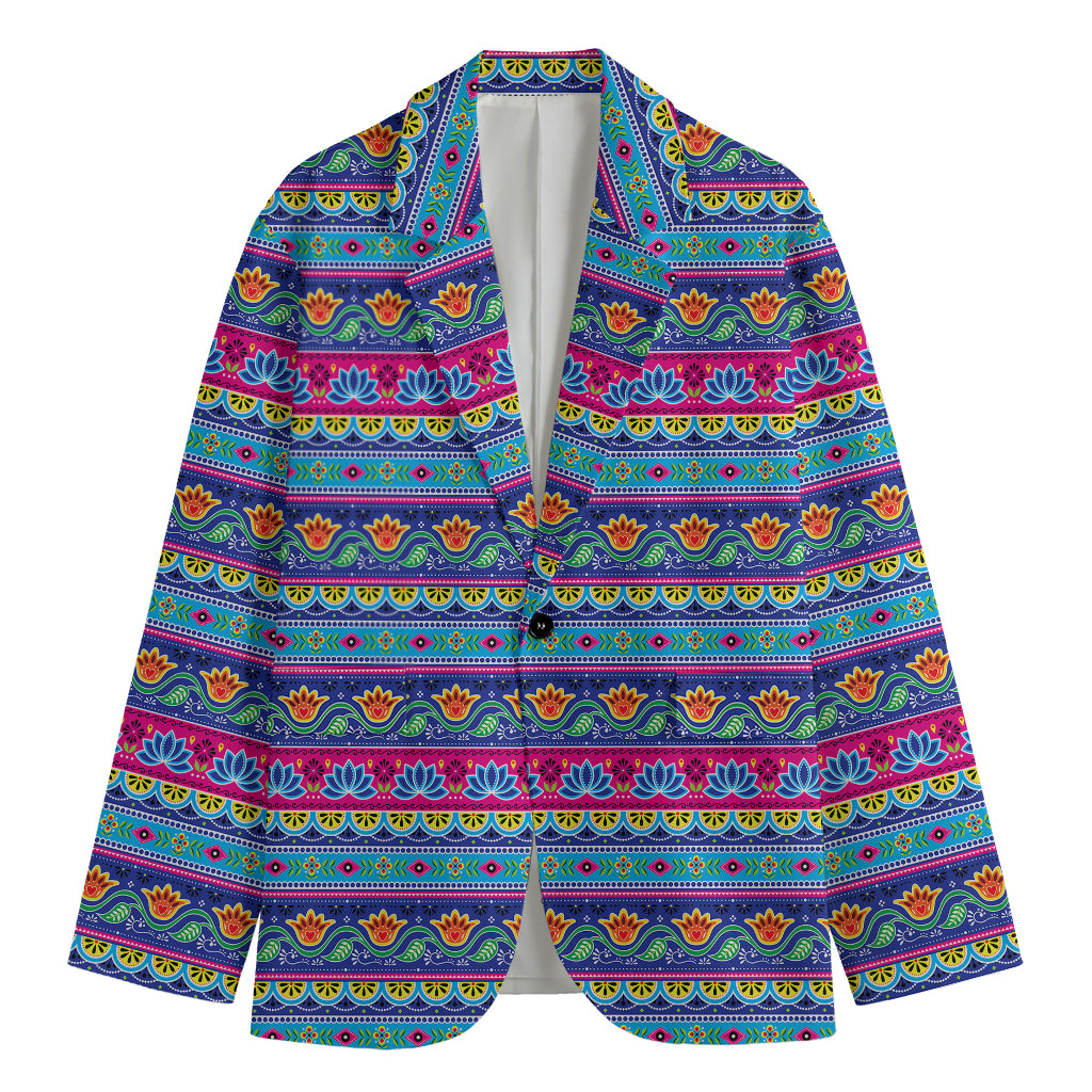Boho Indian Lotus Pattern Print Men's Blazer